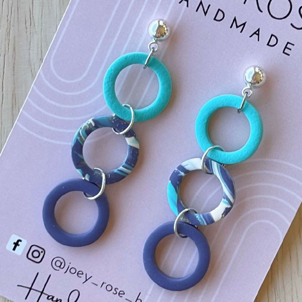 BRONWYN ~ Purple/Aqua ~ Polymer Clay Earrings