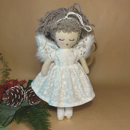 Christmas Angel Tree Ornament | Mini Pocket Cloth Doll | 23 cm/ 9 Inches