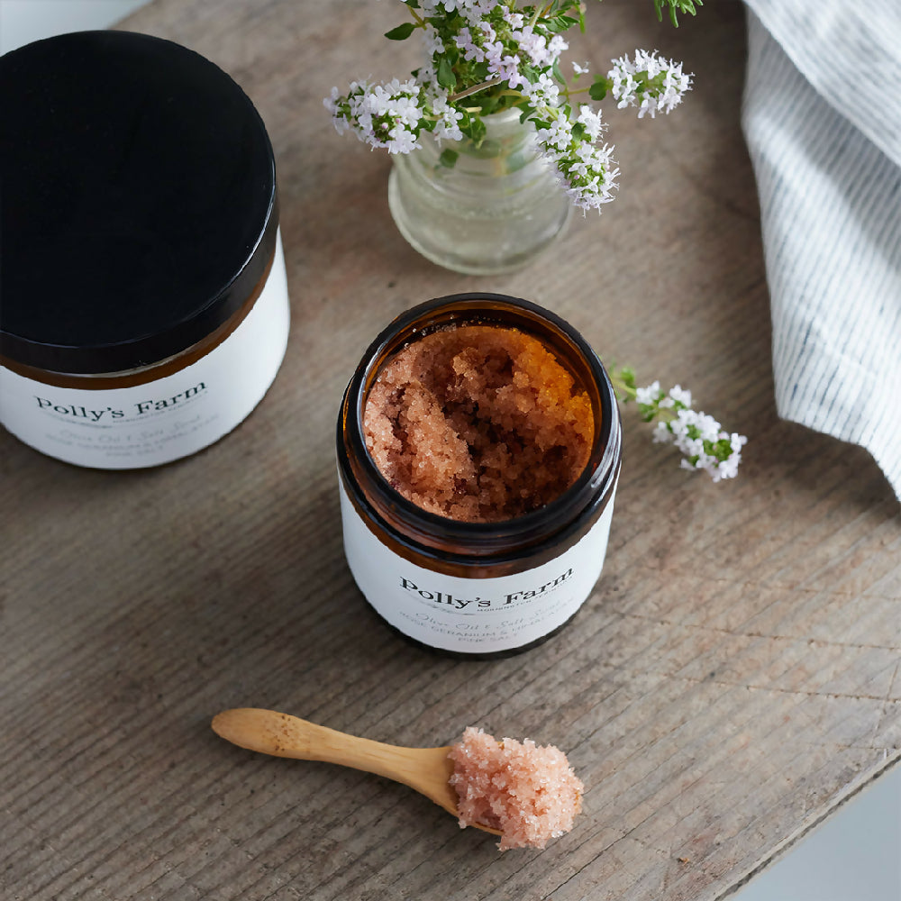 Pollys Farm Rose Geranium and Himalayan Pink Salt Hand and Body Scrub_LSB-RGHS-350_2