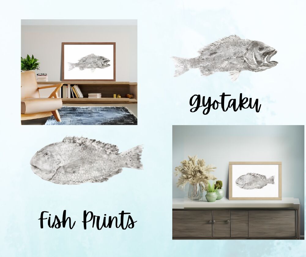Gyotaku Fish Print Wall Art - Tusk Fish