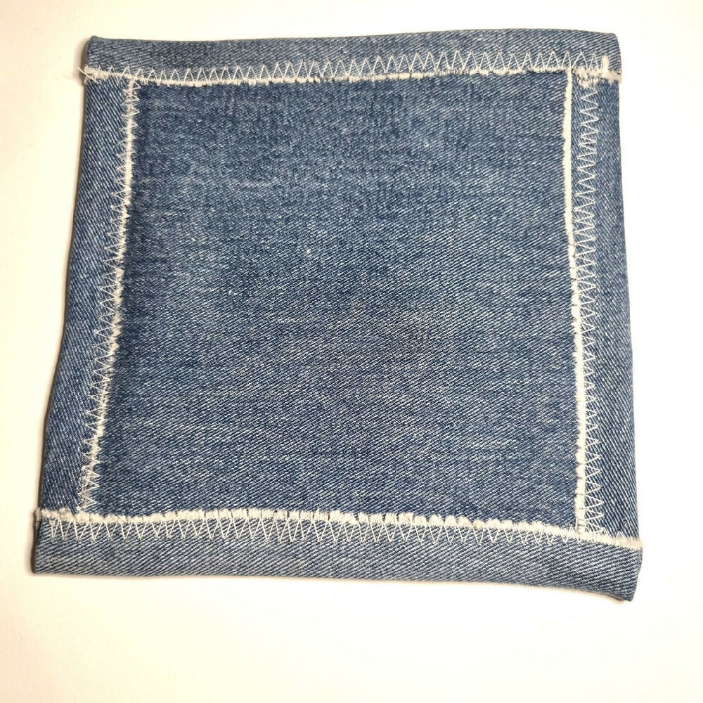 Denim Mug Rug with Heart - Single Coaster - FREE SHIPPING!