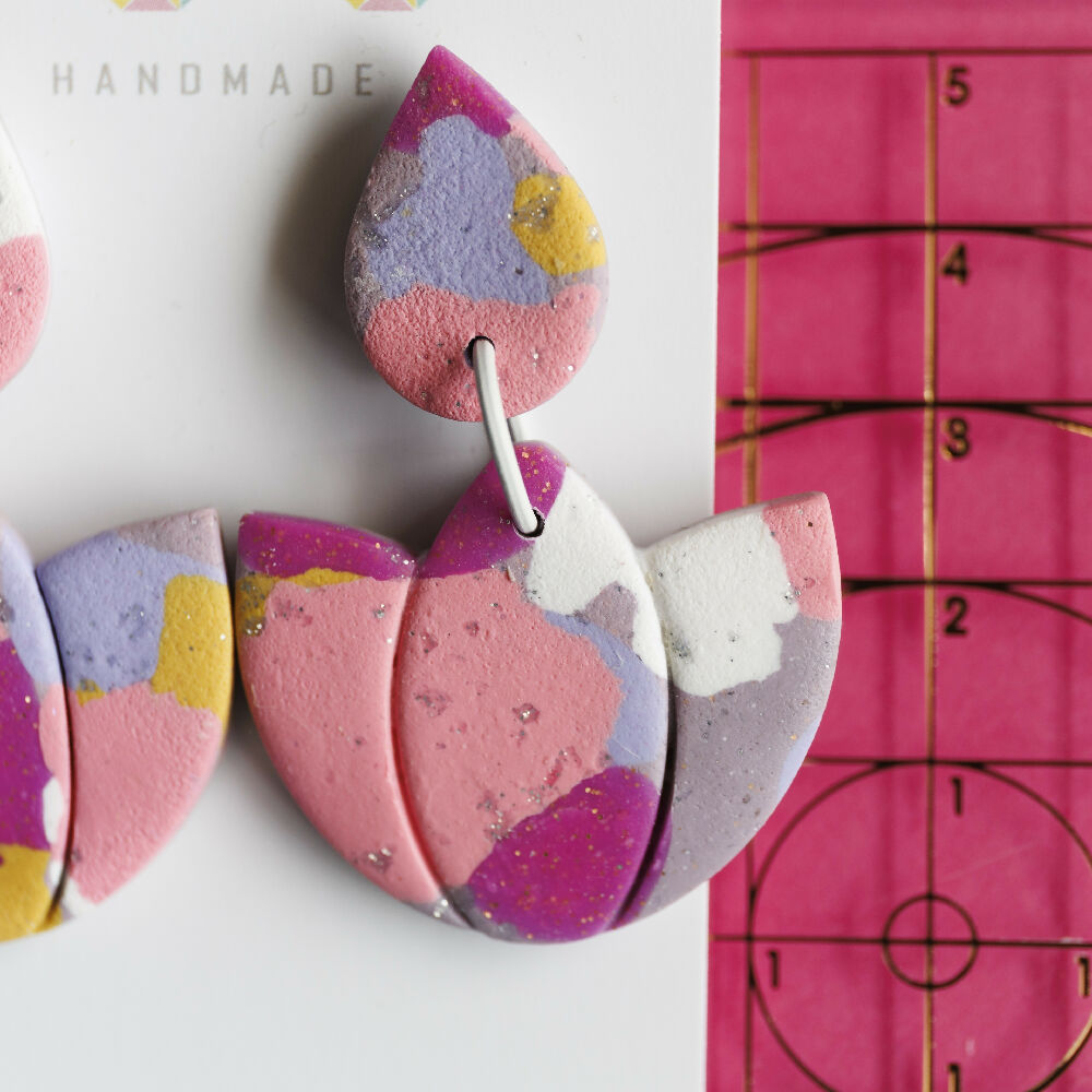 'Lotus' Polymer Clay Earrings - Various colours available