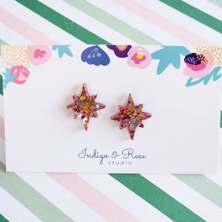 Christmas Star Studs - Various Colours