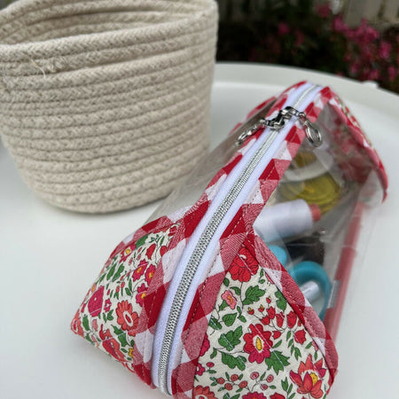 Clearly Trixie pouch - Danjo A Red (Liberty Tana Lawn)