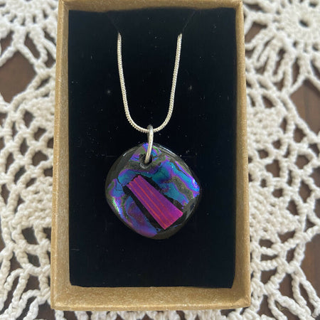 Dichroic glass pendant (purple)