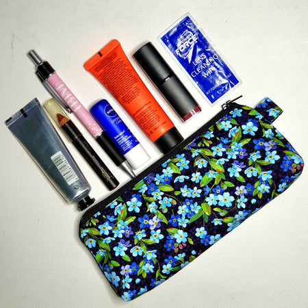 Compact pouch with a Blue Floral Design