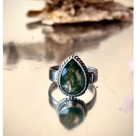 Sterling Silver Moss Agate Ring.