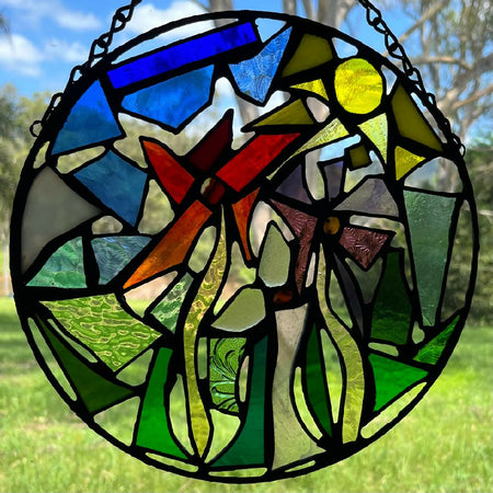 Stained glass suncatcher, 'My garden'.