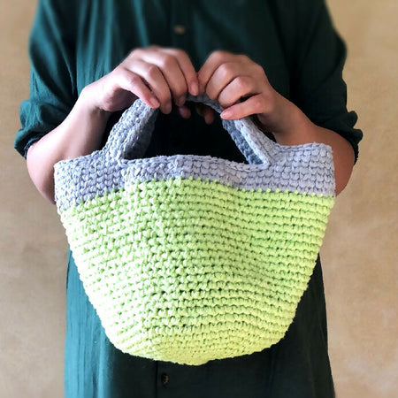 Basket Hand Bag / Green Neon Bag