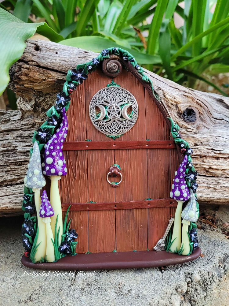 Purple and silver glitter mushroom Witch's Faerie door