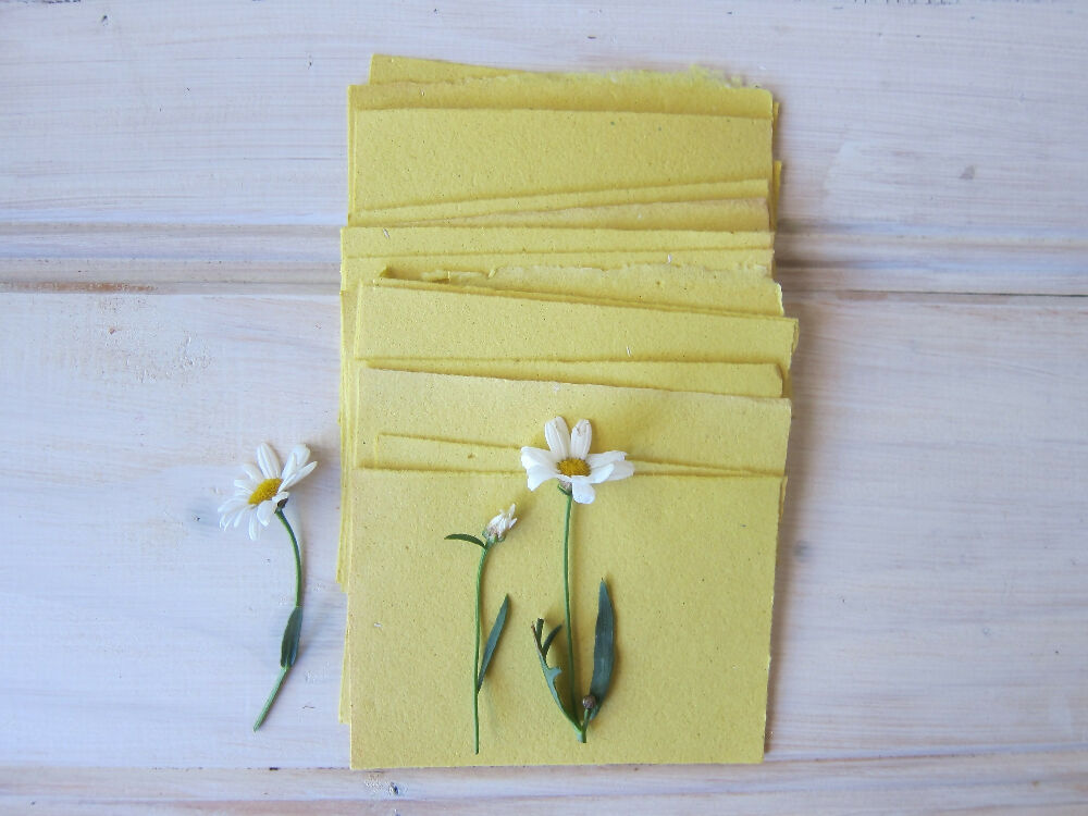 Turmeric Dyed Handmade Paper sheets/ Recycled paper stationery/ A7