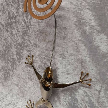 Useful gift silver frog mosquito coil hanger, handmade by recycled vintage spoons