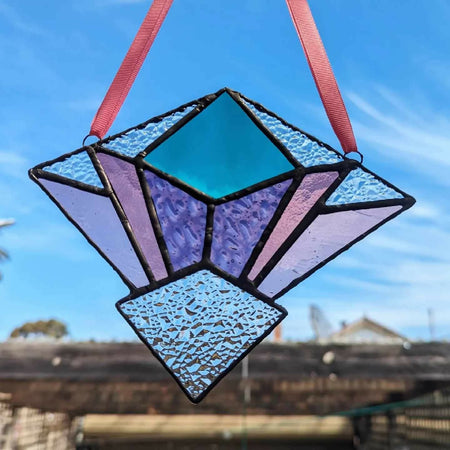 Art deco stained glass suncatcher