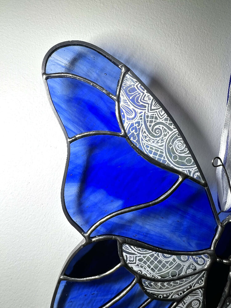 Blue Stainedglass Butterfly