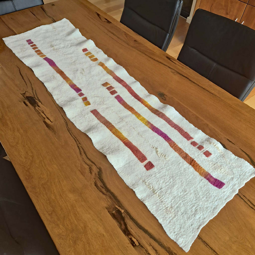 Natural wool felt table runner - white - Julie Ann Smith - Australia