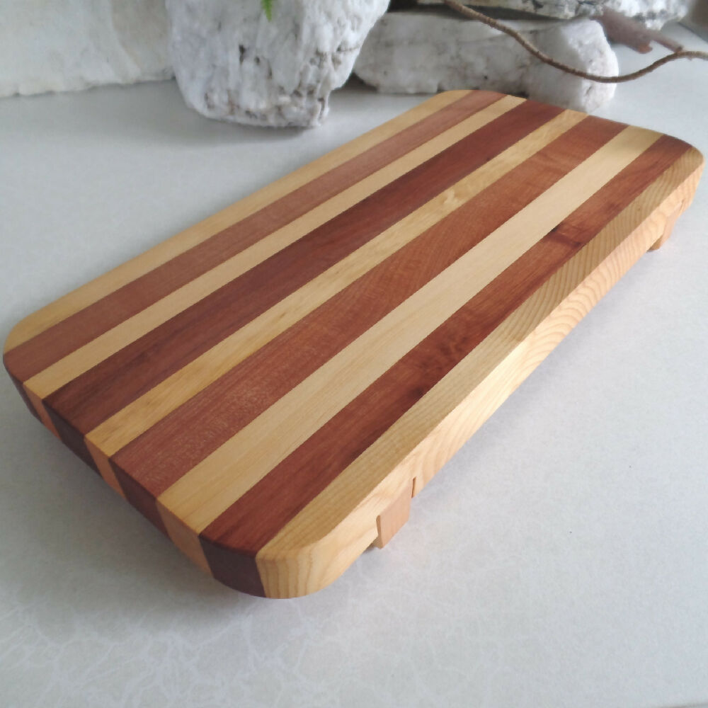 Serving Board with Dovetailed Legs- Myrtle and Huon Pine