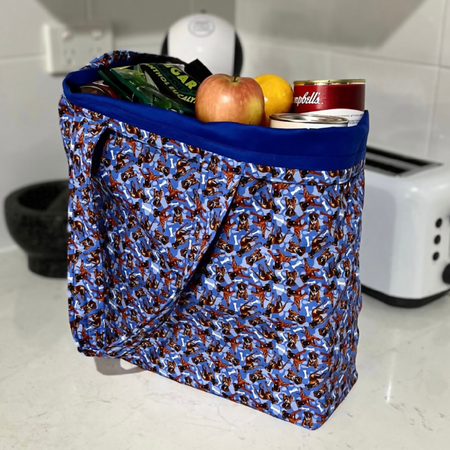 Grocery Tote ...Lined with storage pouch .. Boxer (mini scale)