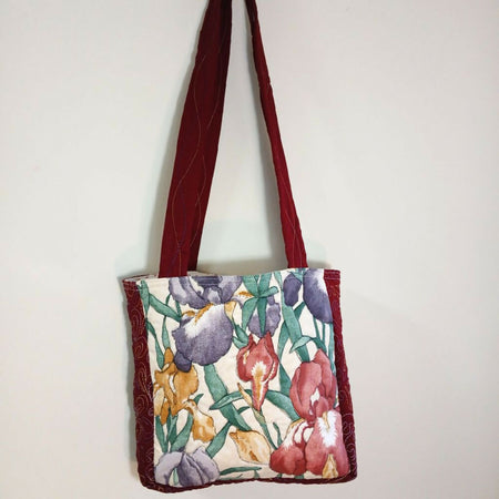 Maroon free motion embroidered bag