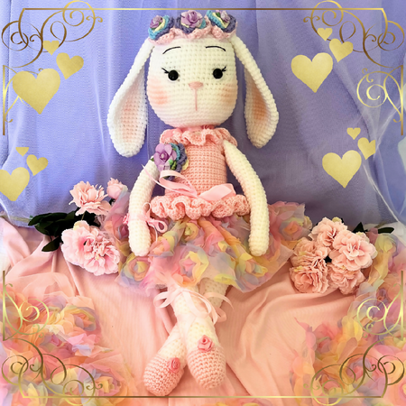 Handmade Crochet Katie Bunny Doll, Crochet Soft Bunny