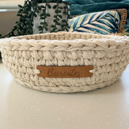 Crochet handmade basket | Home Decor | Sand | Small