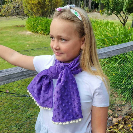 Girls' Minky Dot Fabric Scarf with Pom-Pom Trim | Multiple Colour Choices