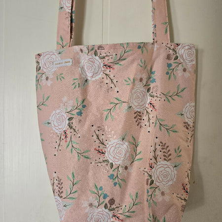 Handmade Apricot Colour with Flowers Tote Bag