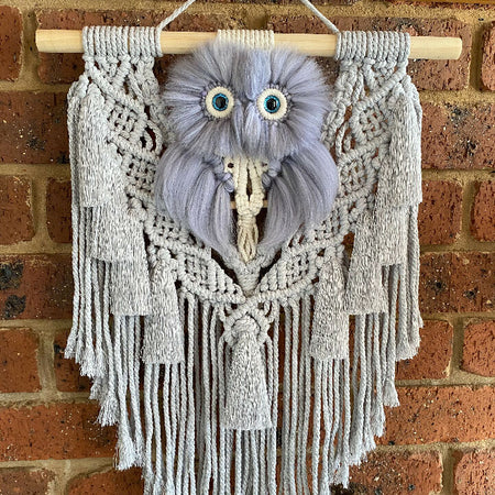 Macrame Fluffy Owl Wall Hanging