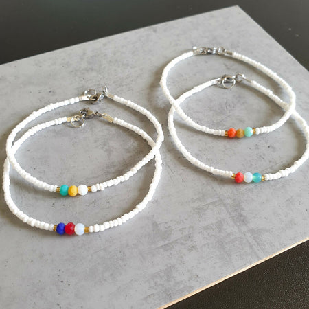 Dainty Glass Cut round & Seed beaded bracelets