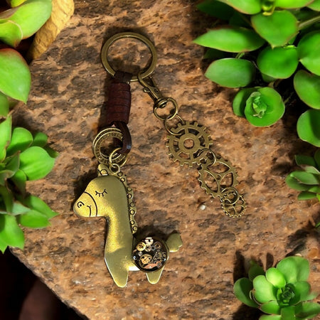 Steampunk watch parts Llama keyring