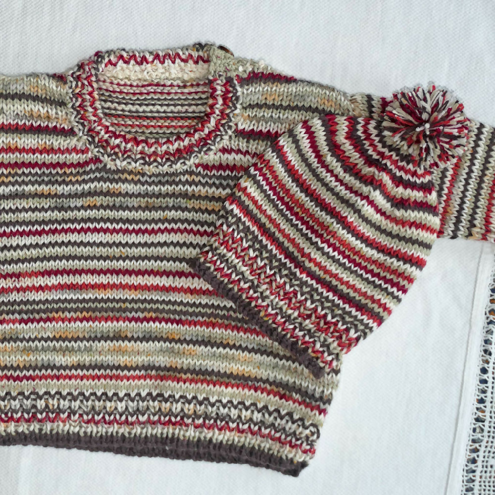 Jumper and beanie set. Woollen warmth. Hand knit.  Size 3-4. Free shipping