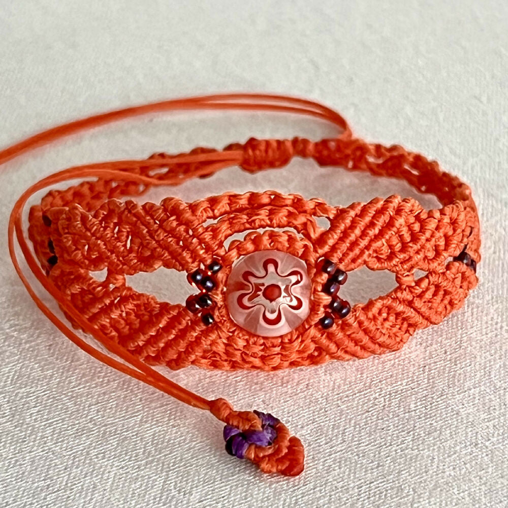 Red orange Macrame Bracelet