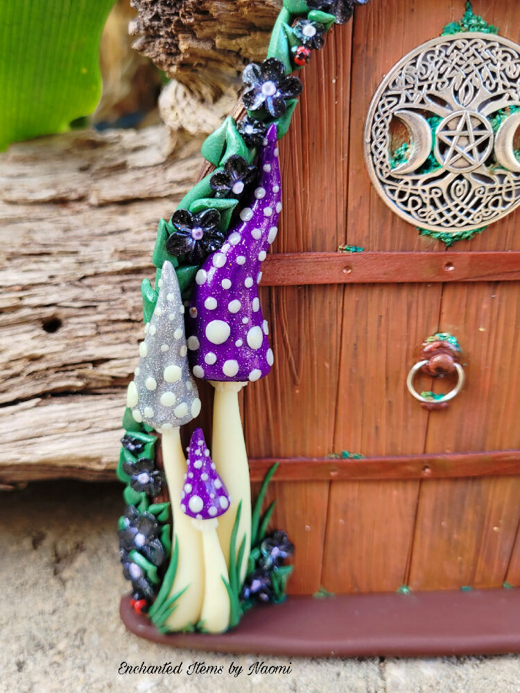 Purple and silver glitter mushroom Witch's Faerie door
