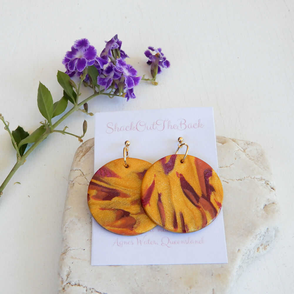 Metallic Polymer Clay Earrings Collection "Crimson Gold"