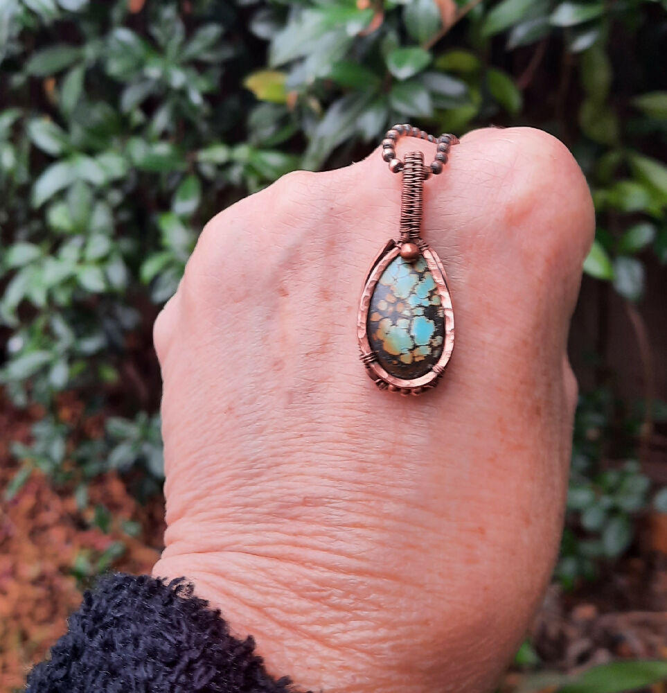 Hubei Turquoise in Copper with chain