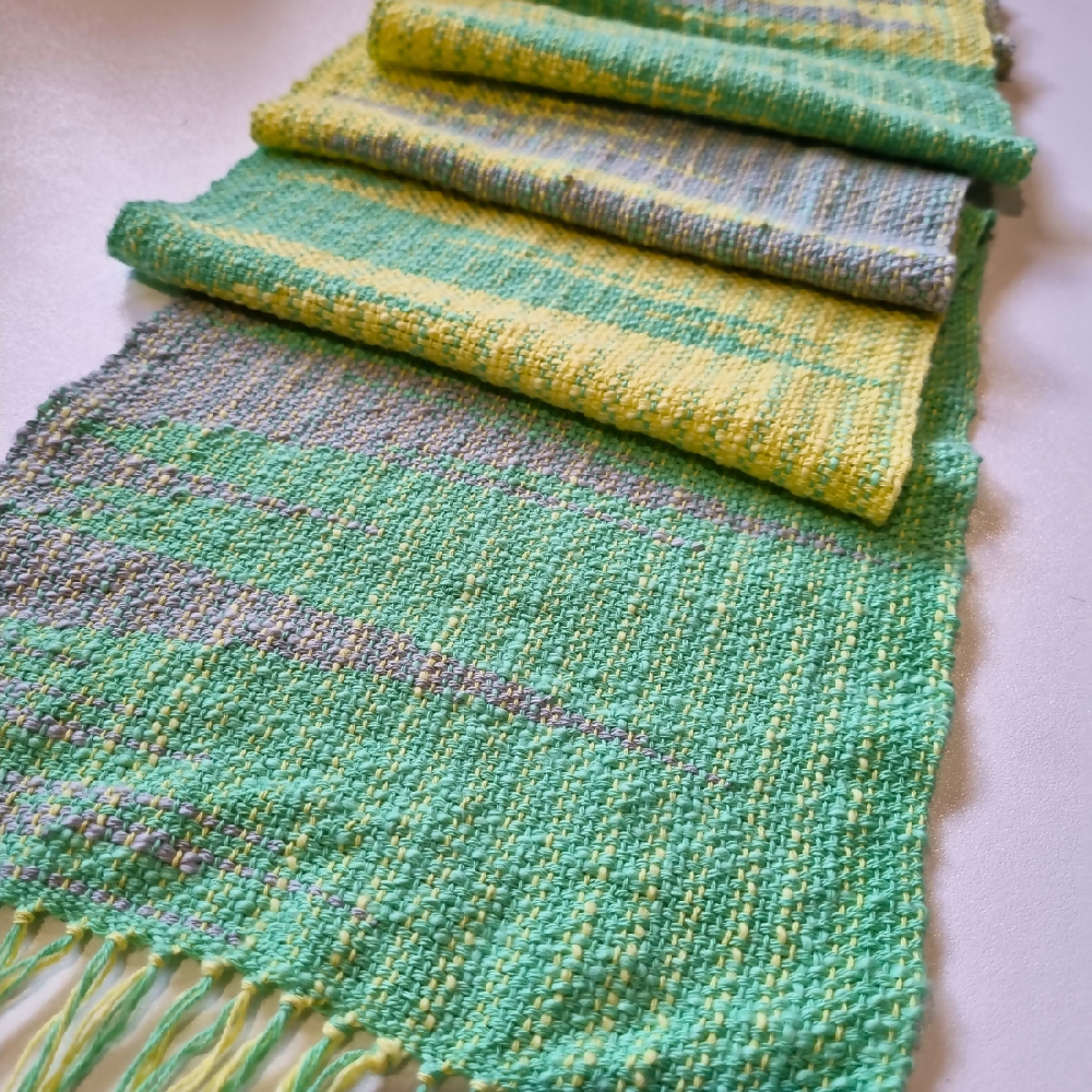 australian-artist-handmade-handwoven-green-yellow-grey-cotton-scarf-7