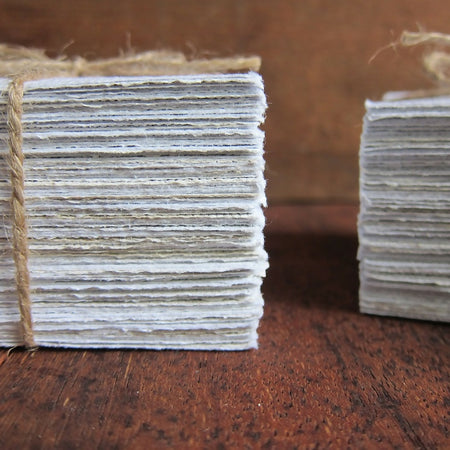 30 Handmade Recycled paper squares / Natural Stationery / Craft paper