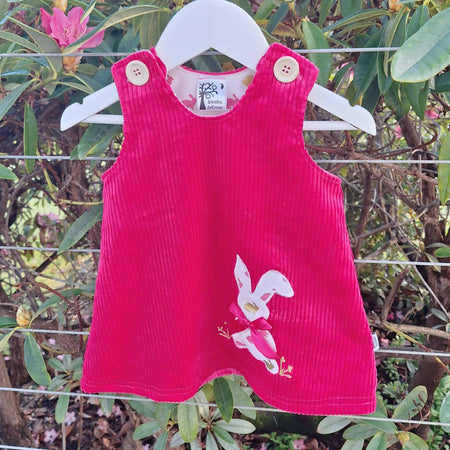 Baby Girls Pink Winter Cord Dress | 6-9mths | Rabbit Applique