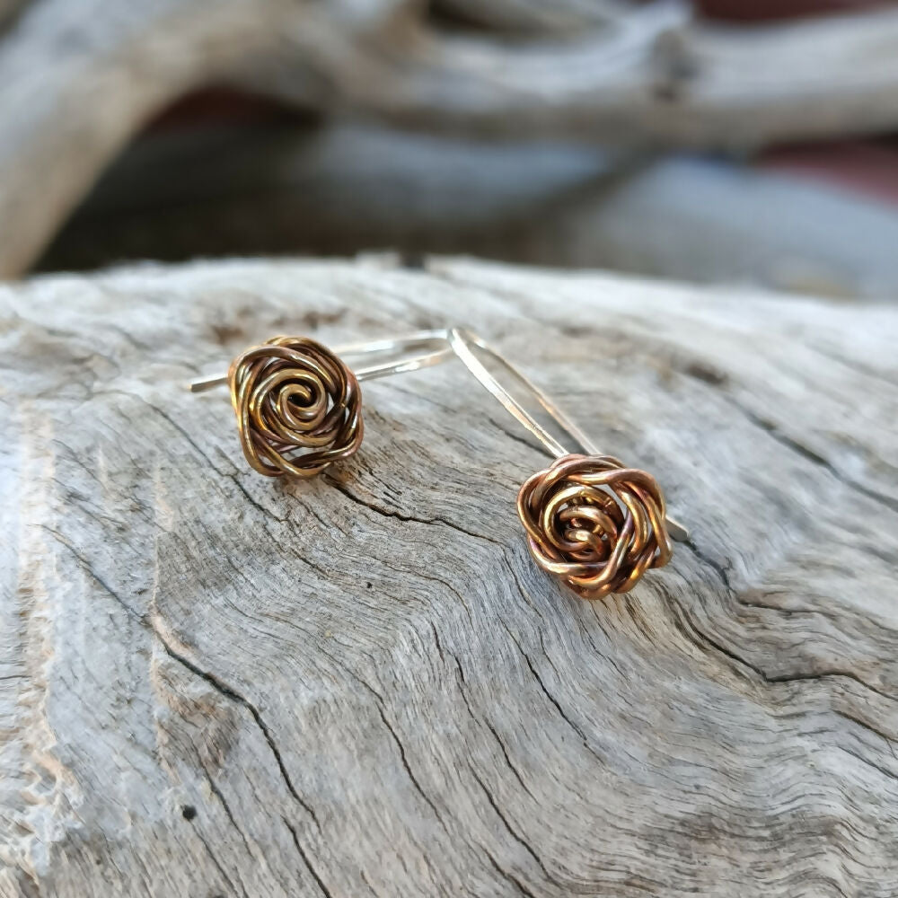 copper rosette earrings handmade 6
