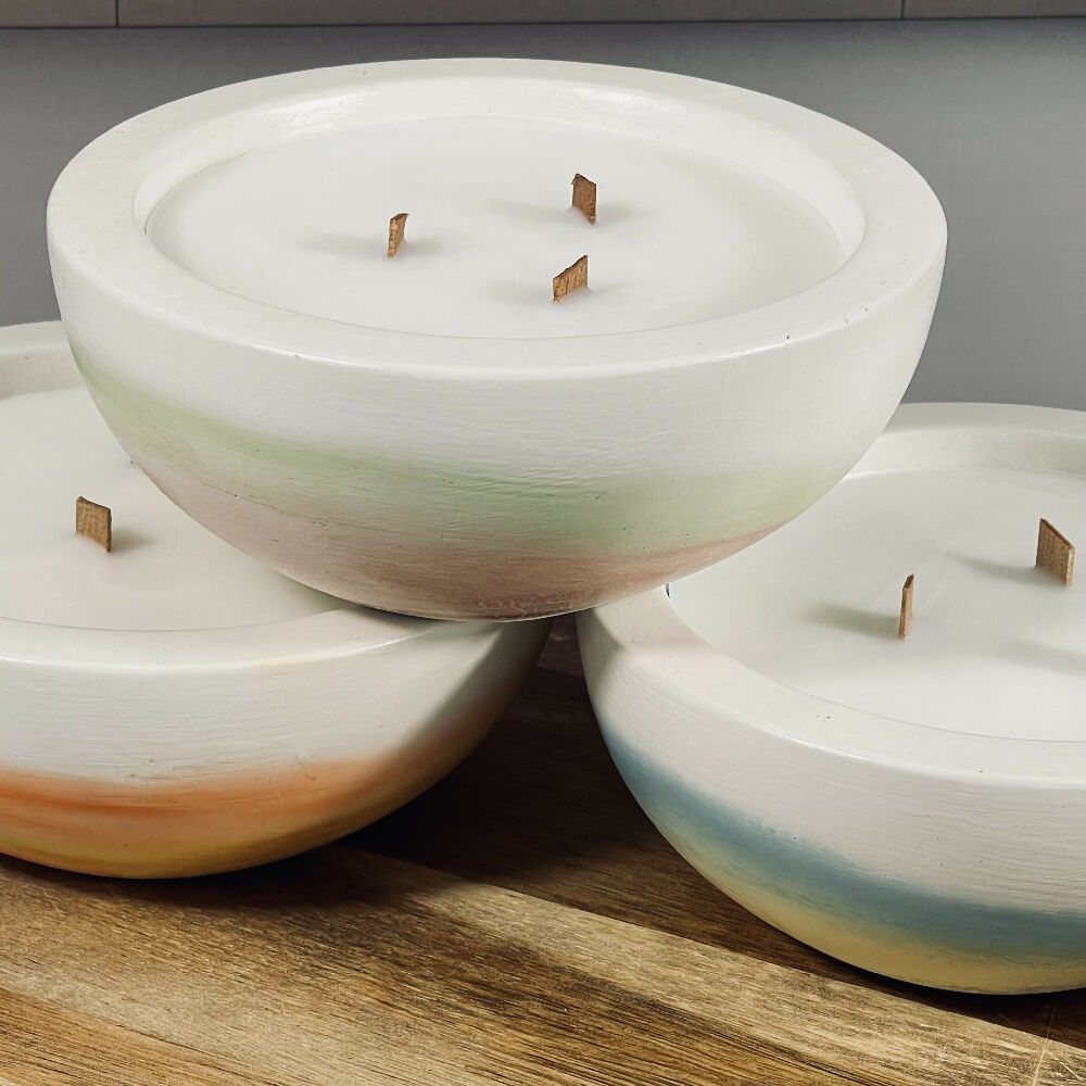 Handcrafted Candle Bowl - Avo, Lippy & White