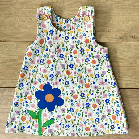 Copy of Girls Autumn Flower Applique Cord Pinafore