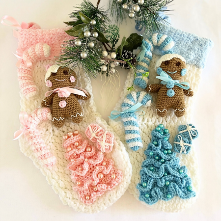 Gingerbread Crochet Baby Xmas Stocking