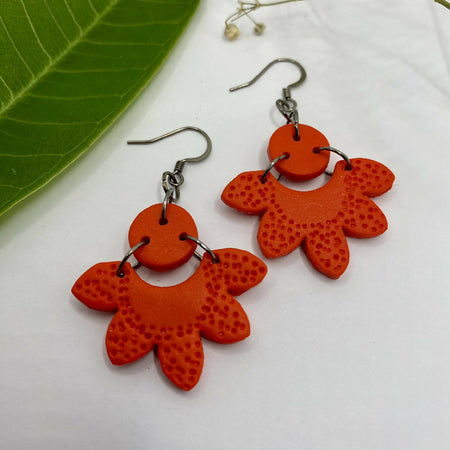 Red Christmas style earrings, dangle with hypoallergenic hooks