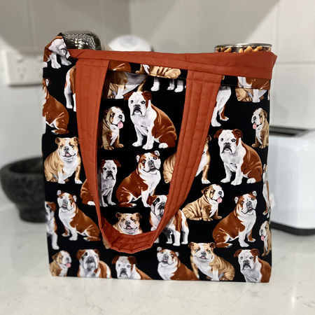 Grocery Tote ... Lined with storage pouch ... Bulldogs