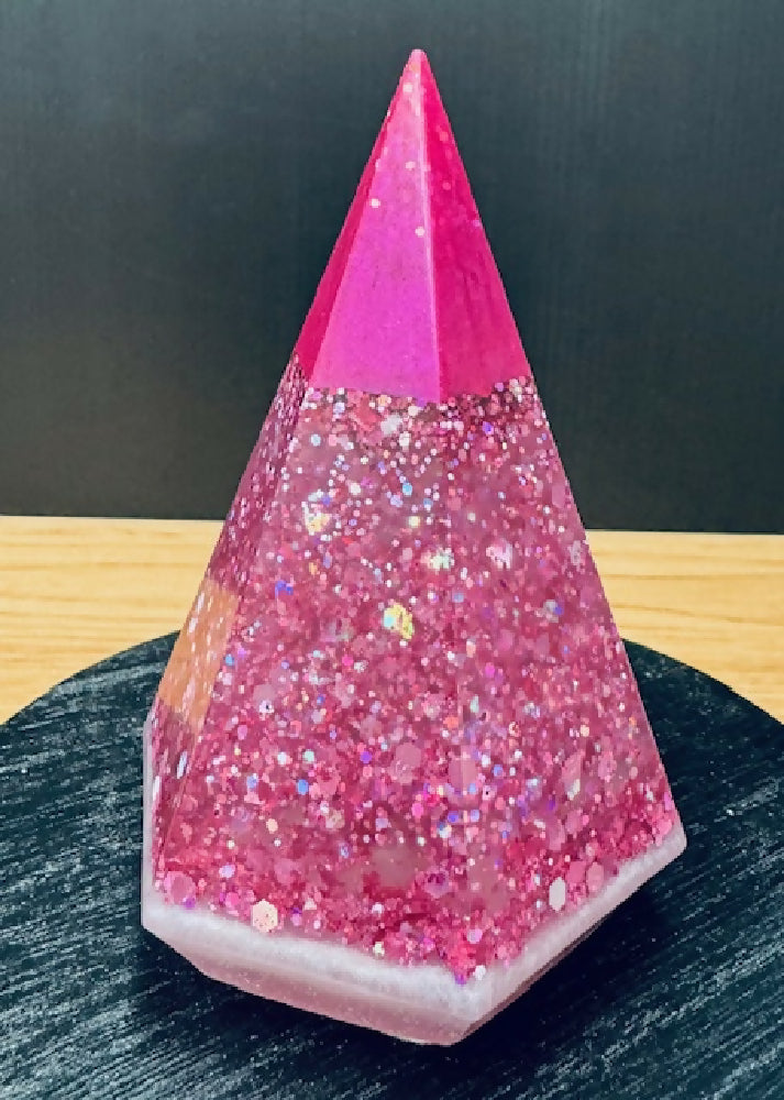 Resin ring holder pink glitter