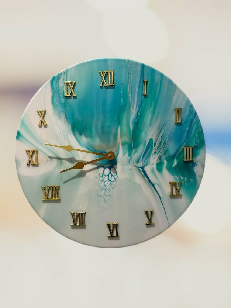 Clock turquoise and gold-Photoroom