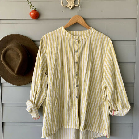 Pistachio and white stripe long sleeve shirt woman's/ OSFM or XXL