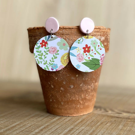 Recycled Cosmetic Gift Tin Earrings - Roses & Daisies