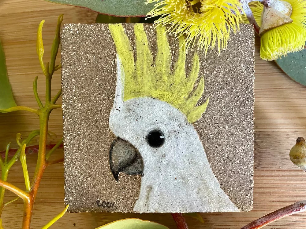Cockatoo Handmade Ceramic Garden and Wall Tile Art