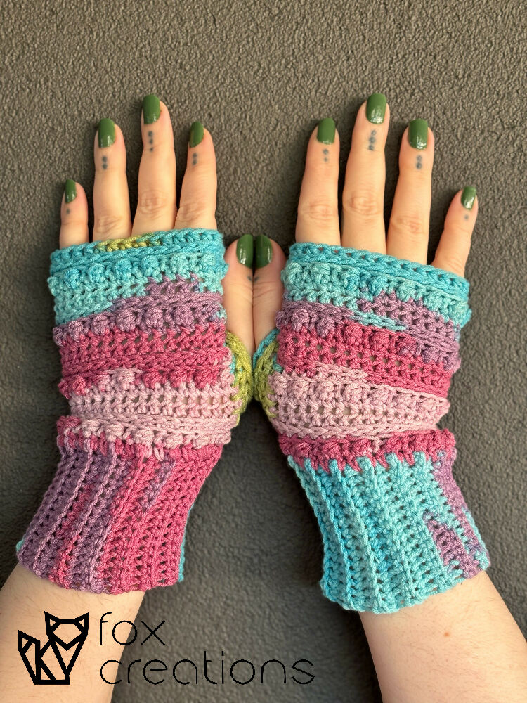 Spring Berry Fingerless Gloves Crochet Pattern