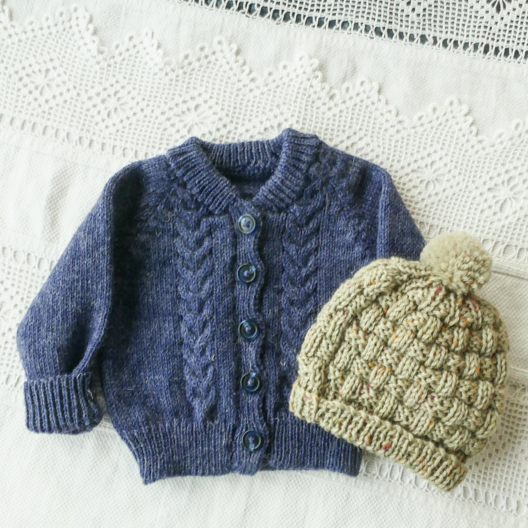 Baby cardigan/jacket. Size 00. Aussie wool, free shipping, handmade, dusty blue